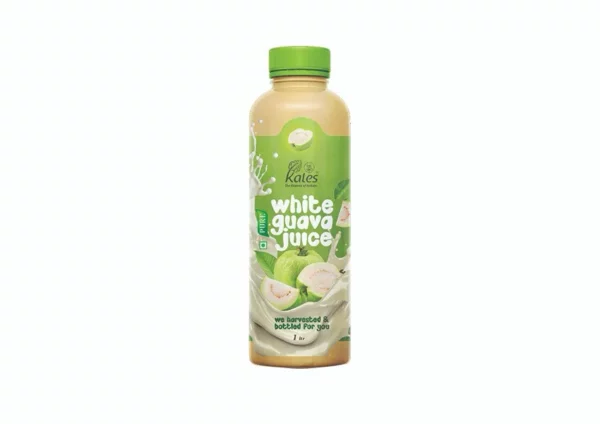 1L white Guava juice bottle with a refreshing design. Buy natural fresh white guava juice online Kales Agro