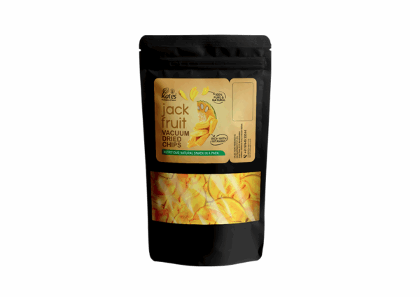 Kales Agro vacuum-dried jack fruit chips bag, ideal for those who want to buy jack -fruit-dried-chips-online-kales agro as a natural, vitamin-rich snack.
