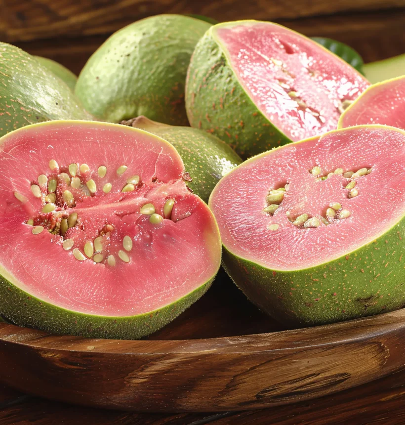 Fresh organic red guava fruits grown naturally in Kerala farm